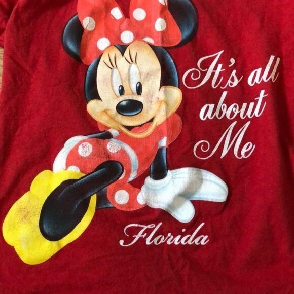 Disney Minnie Mouse Red T-Shirt Kids Size 4T Its All About Me Florida Graphic Te - Picture 2 of 4